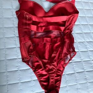 Victoria's Secret Red Satin Bodysuit